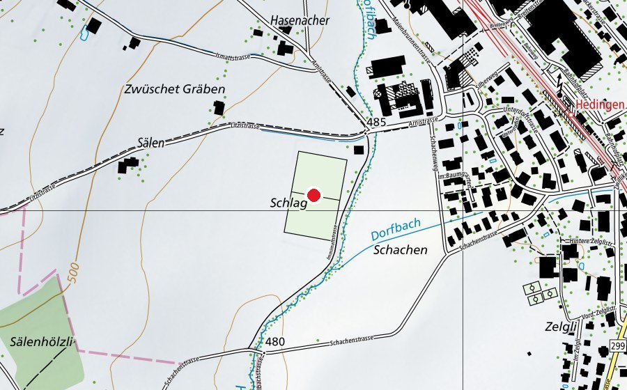 Carte indiquant l’emplacement de Sportplatz Schlag (Terrain de sport)