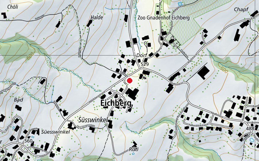 Map showing the location of Sportplatz Schulhaus Eichberg (Sports field)