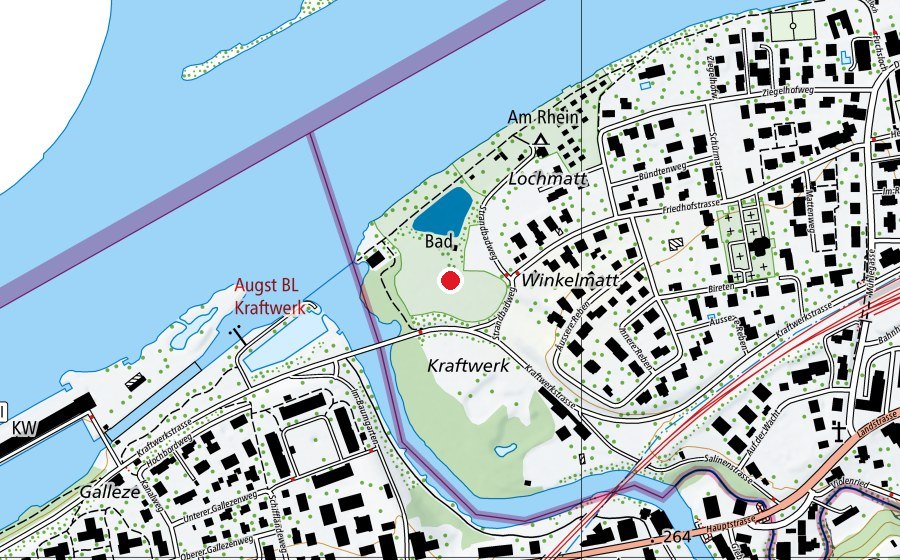Mappa con la posizione di Sportplatz Schwimmbad (Campo sportivo)