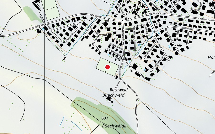 Carte indiquant l’emplacement de Sportplatz Seeblick (Terrain de sport)