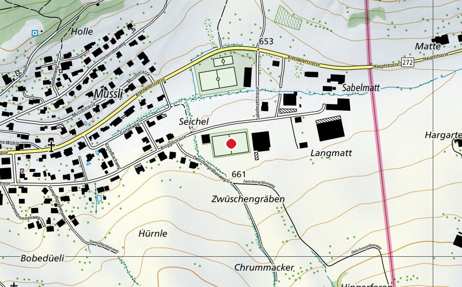 Map showing the location of Sportplatz Seichel (Sports field)