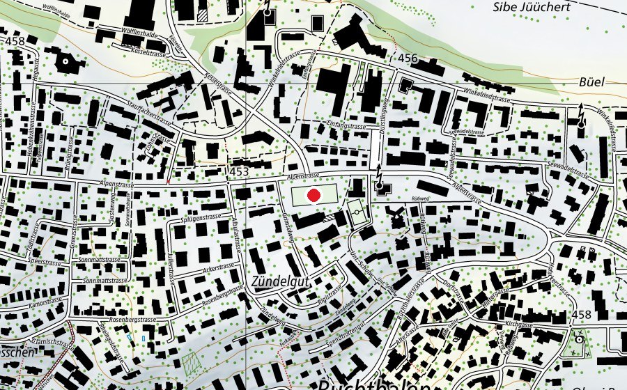 Karte mit dem Standort von Sportplatz Zündelgut (Sportplatz)