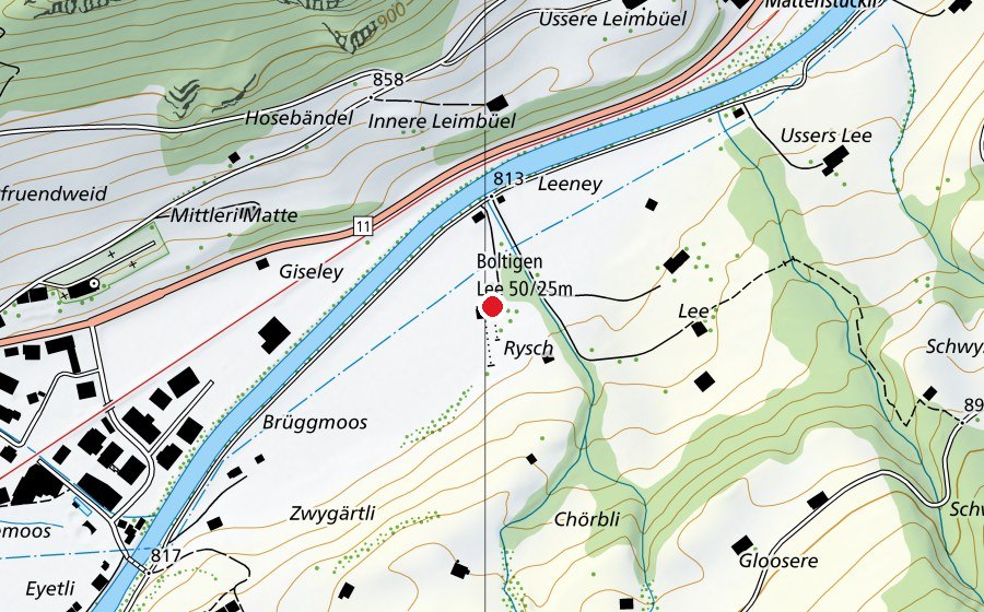 Mappa con la posizione di Sportschützen Boltigen (Campo sportivo)