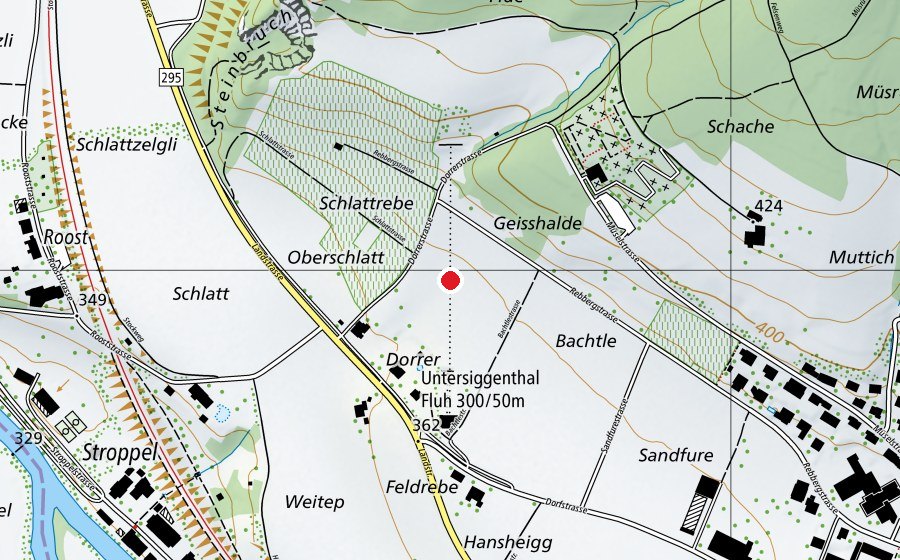 Map showing the location of Sportschützen Siggenthal (Sports field)
