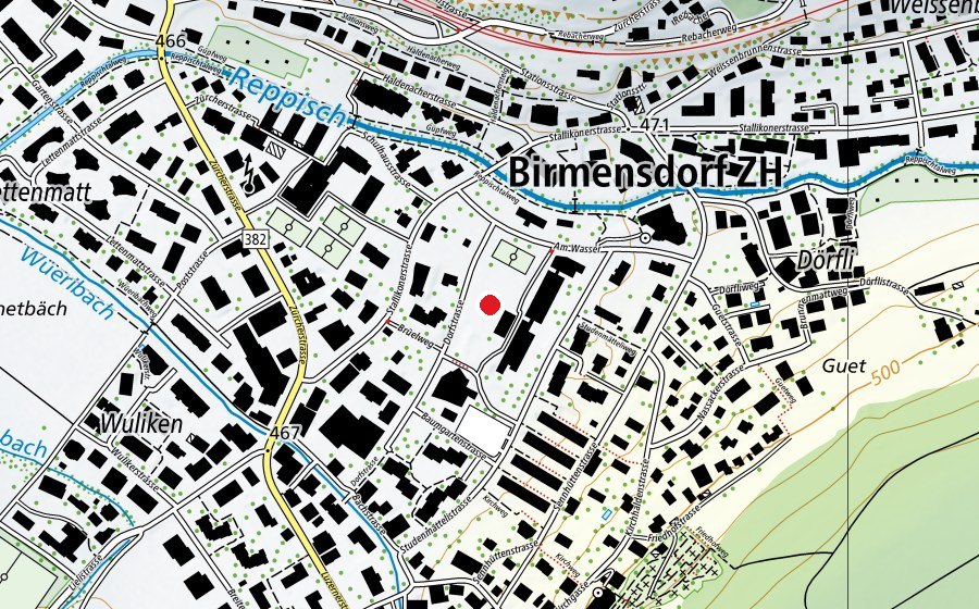 Map showing the location of Sportwiese (Sports field)