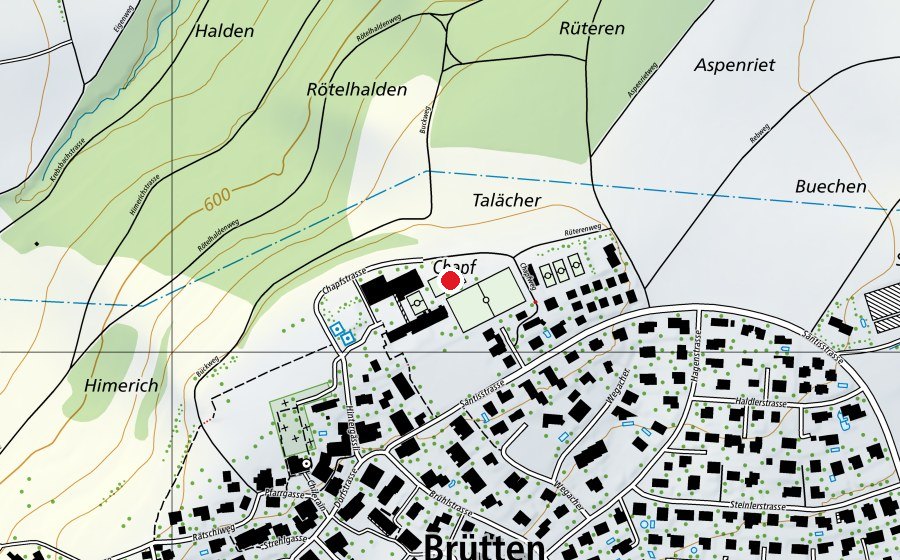 Map showing the location of Sportwiese (Sports field)
