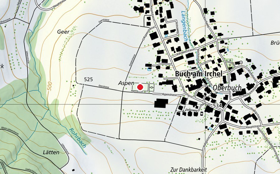 Map showing the location of Sportwiese (Sports field)