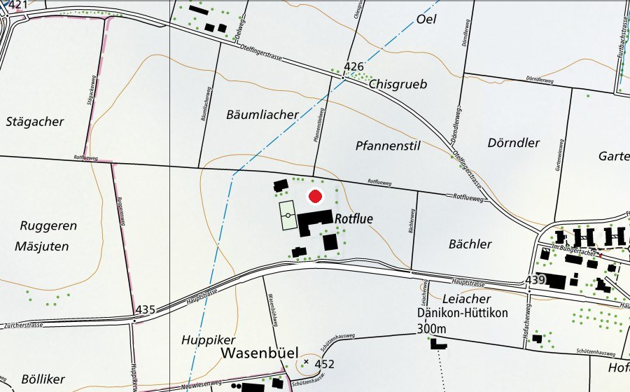 Map showing the location of Sportwiese (Sports field)