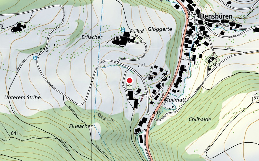 Map showing the location of Sportwiese (Sports field)