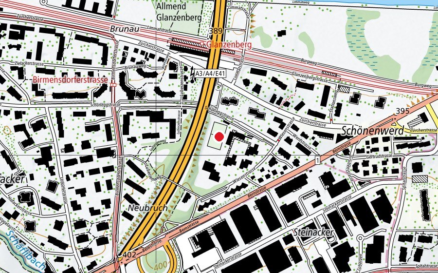 Karte mit dem Standort von Sportwiese (Sportplatz)