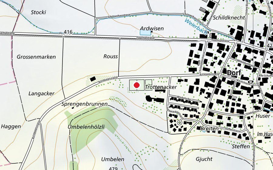 Mappa con la posizione di Sportwiese (Campo sportivo)