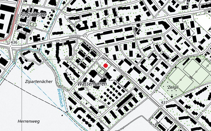 Carte indiquant l’emplacement de Sportwiese (Terrain de sport)