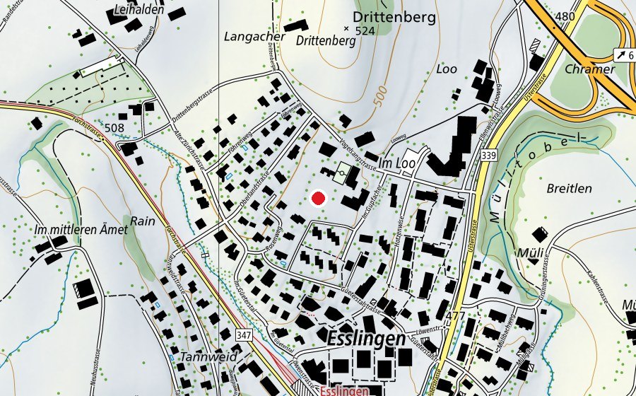Carte indiquant l’emplacement de Sportwiese (Terrain de sport)