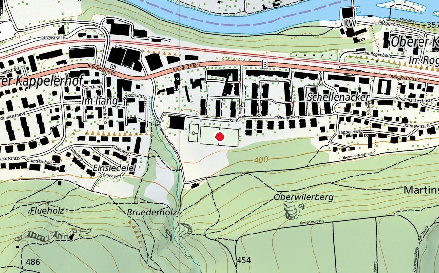 Carte indiquant l’emplacement de Sportwiese Kappelerhof (Terrain de sport)