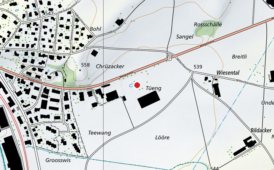 Map showing the location of Springplatz (Sports field)