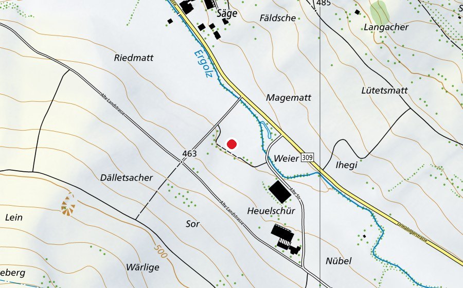 Karte mit dem Standort von Springplatz Reitverein Schafmatt (Sportplatz)