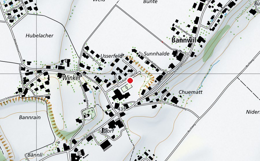 Carte indiquant l’emplacement de Sprintbahn MZH Bannwil (Terrain de sport)