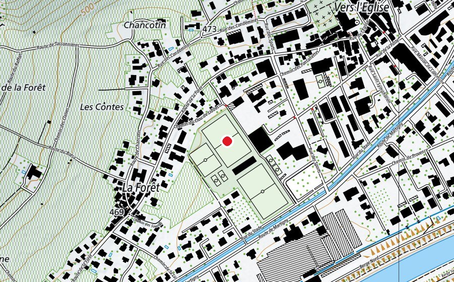 Carte indiquant l’emplacement de Stade de Charnot (Terrain de sport)