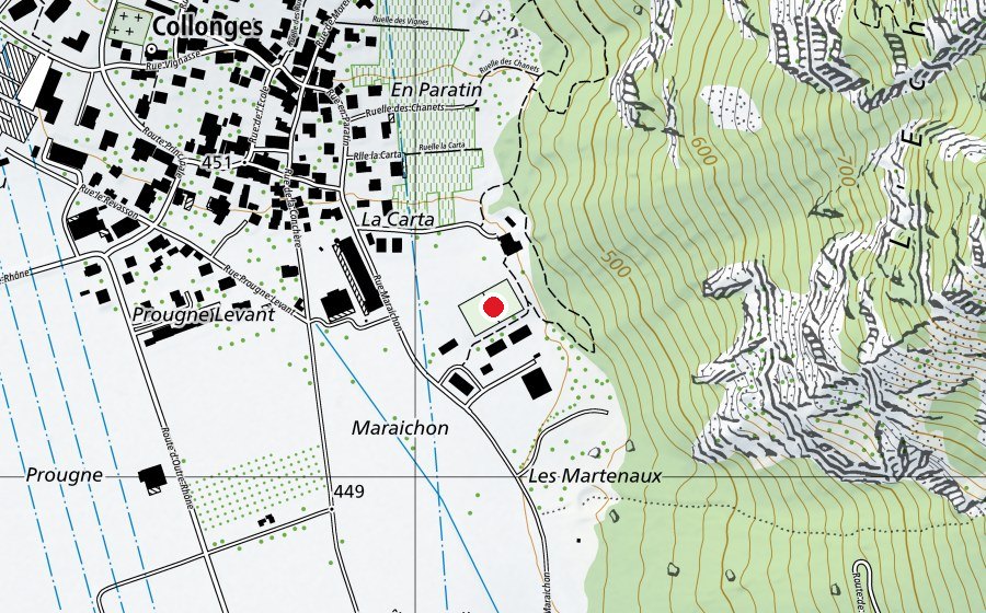 Carte indiquant l’emplacement de Stade de Collonges (Terrain de sport)