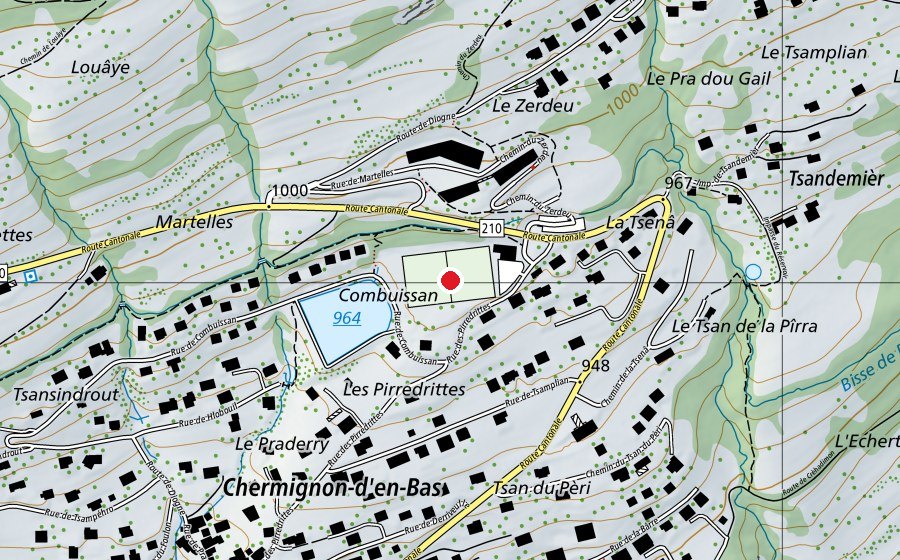Karte mit dem Standort von Stade de Combuissan (Sportplatz)