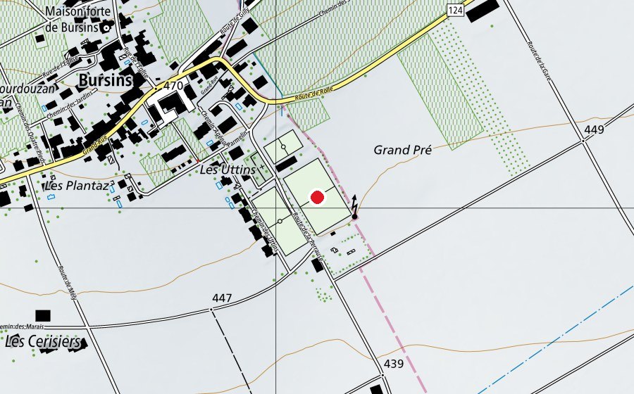 Karte mit dem Standort von Stade de la Perrausaz (Sportplatz)