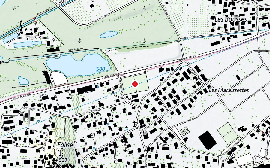 Karte mit dem Standort von Stade de la Pogyre (Sportplatz)