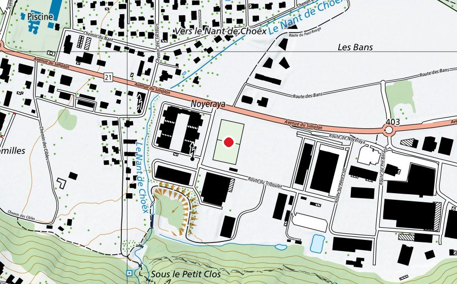 Karte mit dem Standort von Stade de Noyeraya (Sportplatz)