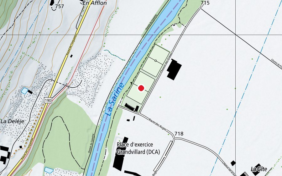 Carte indiquant l’emplacement de Stade des Auges (Terrain de sport)