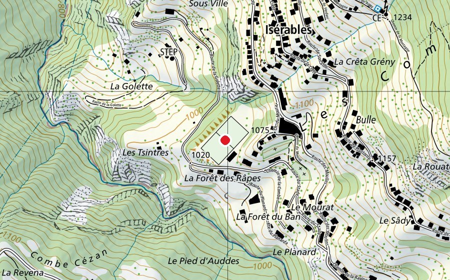 Mappa con la posizione di Stade des Combes (Campo sportivo)