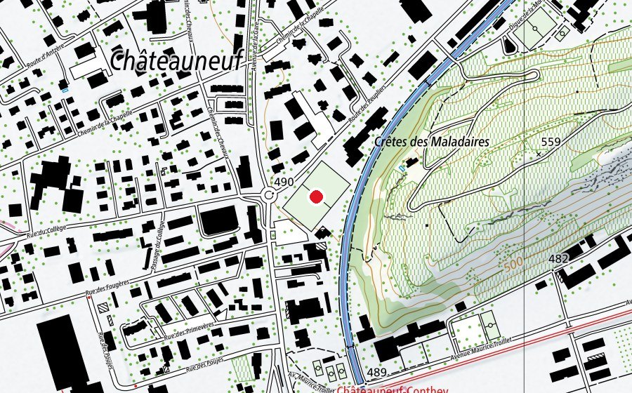 Karte mit dem Standort von Stade des Fougères (Sportplatz)