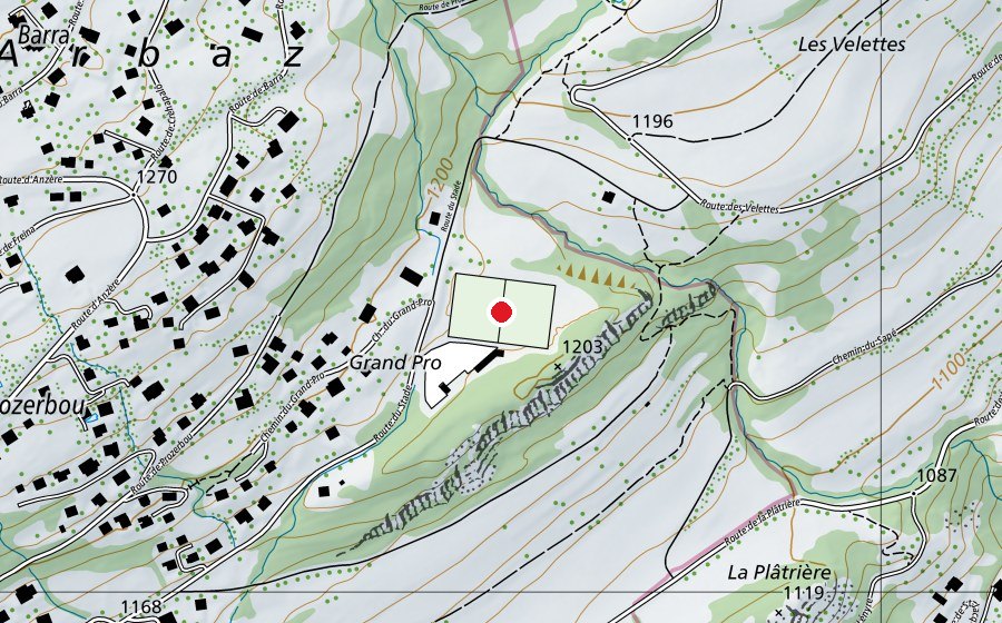 Map showing the location of Stade des Gonces (Sports field)