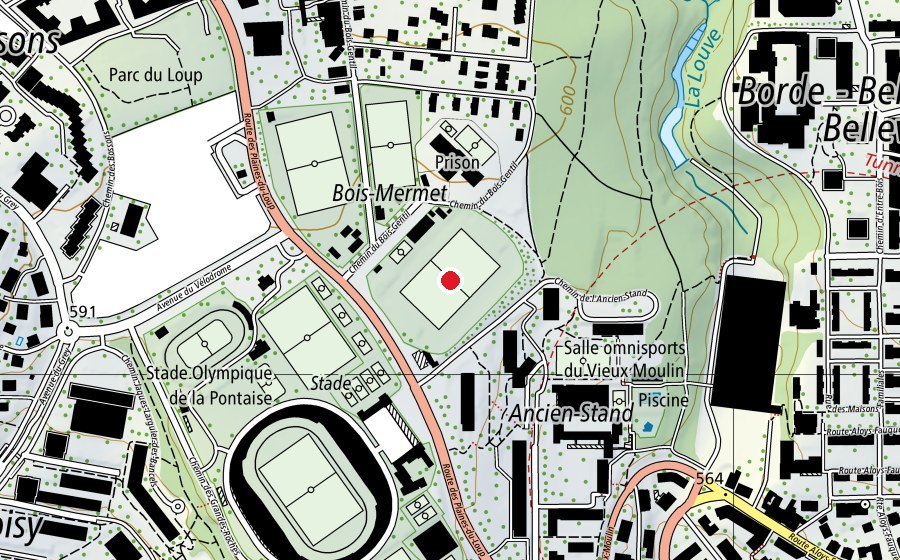 Mappa con la posizione di Stade des Marroniers (Campo sportivo)