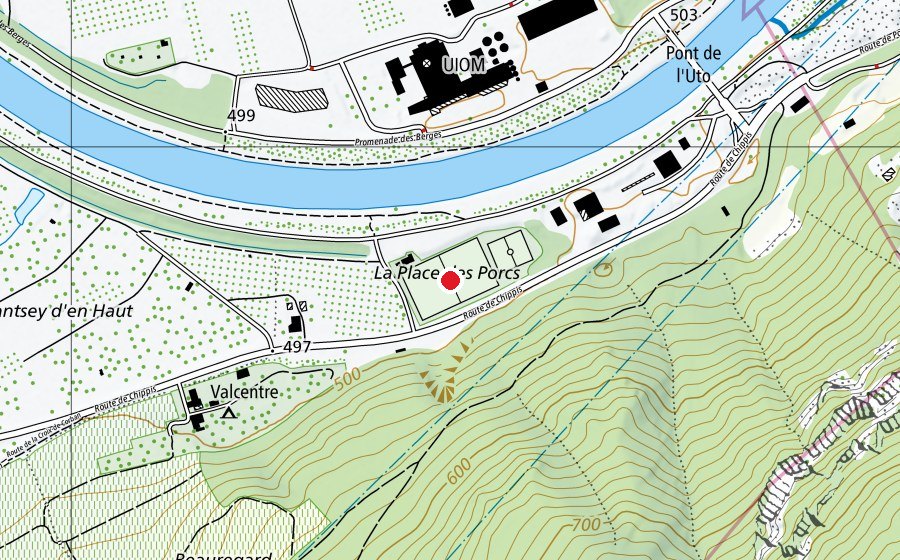 Map showing the location of Stade des Peupliers (Sports field)