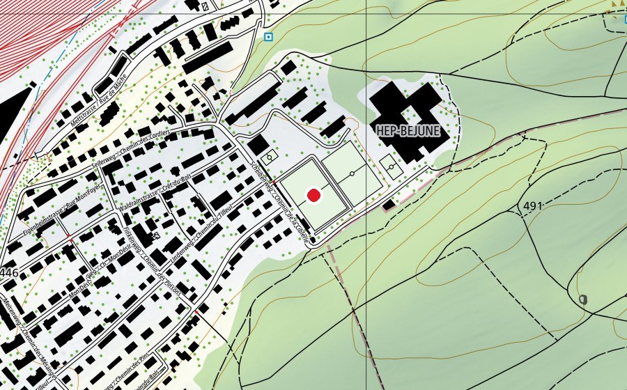 Mappa con la posizione di Stade des Tilleuls (Campo sportivo)