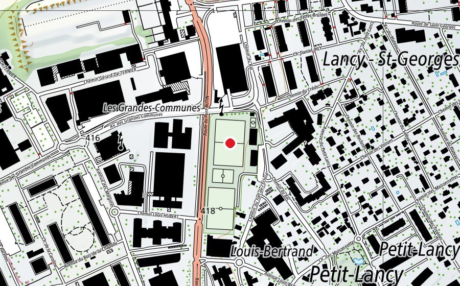 Mappa con la posizione di Stade Lancy-Florimont (Campo sportivo)