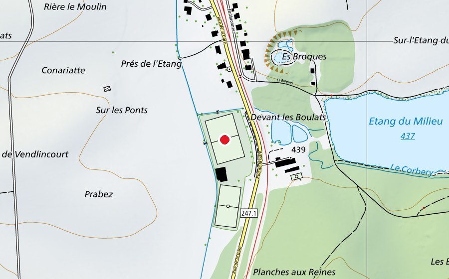 Map showing the location of Stade Louis Chevrolet (Sports field)