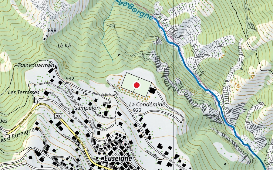 Map showing the location of Stade Saint-Georges (Sports field)