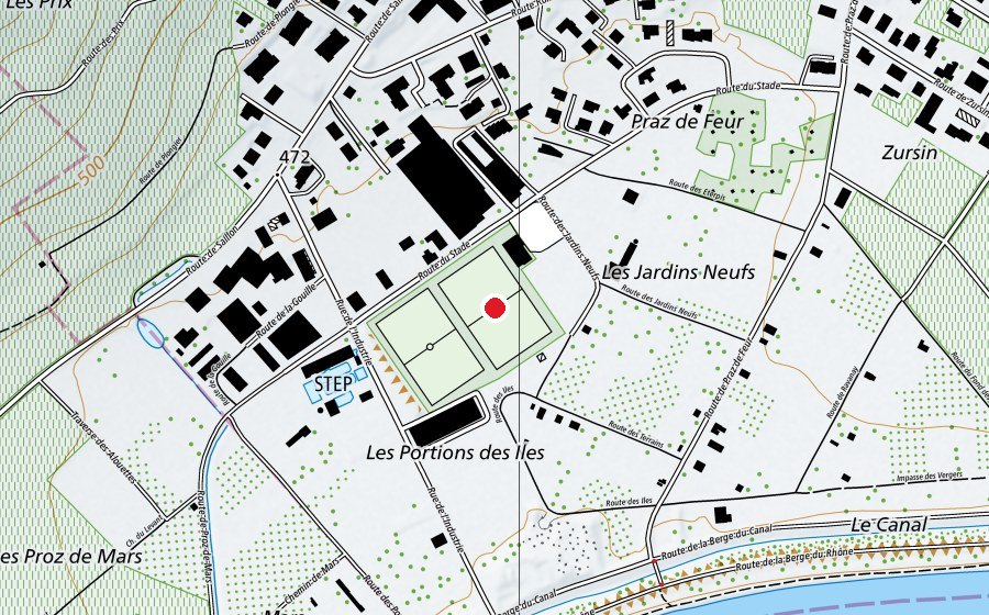 Map showing the location of Stade Saint-Martin (Sports field)