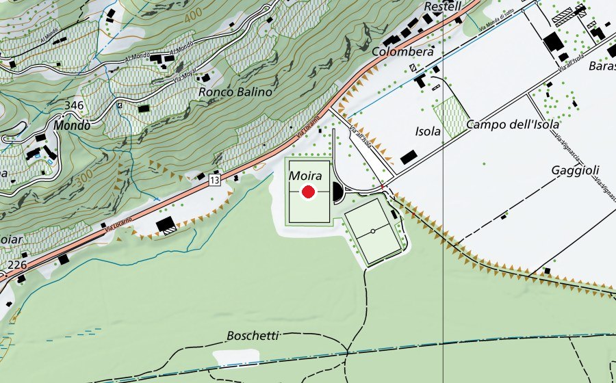 Map showing the location of Stadio (Sports field)