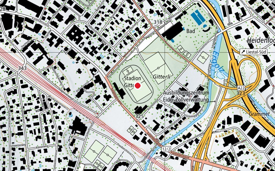 Carte indiquant l’emplacement de Stadion Gitterli (Terrain de sport)