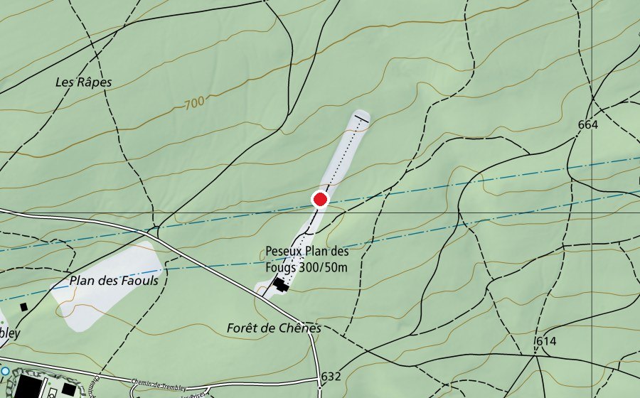 Map showing the location of Stand de tir de Peseux (Sports field)