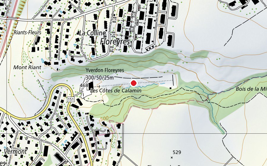 Carte indiquant l’emplacement de Stand de tir du Vallon de Floreyres (Terrain de sport)