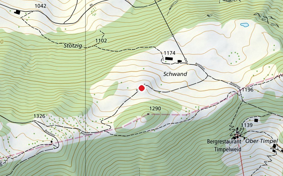 Karte mit dem Standort von Startplatz Alp Schwand (Sportplatz)