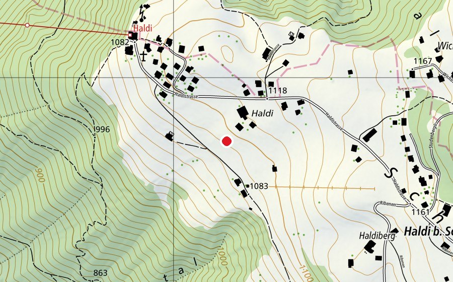 Mappa con la posizione di Startplatz Haldi (Schattdorf) (Campo sportivo)