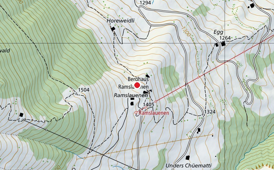 Map showing the location of Startplatz Ramslauenen (Sports field)