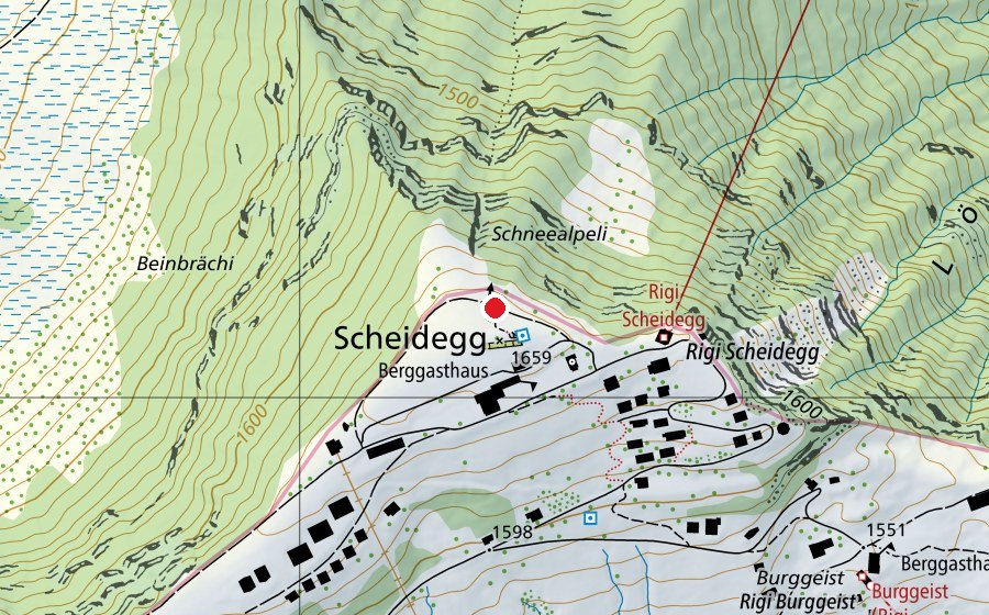 Carte indiquant l’emplacement de Startplatz Rigi Scheidegg (Terrain de sport)
