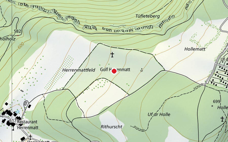 Karte mit dem Standort von Swin Golf Herrenmatt (Sportplatz)
