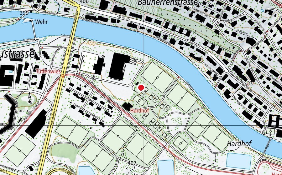Mappa con la posizione di T1 (Campo sportivo)