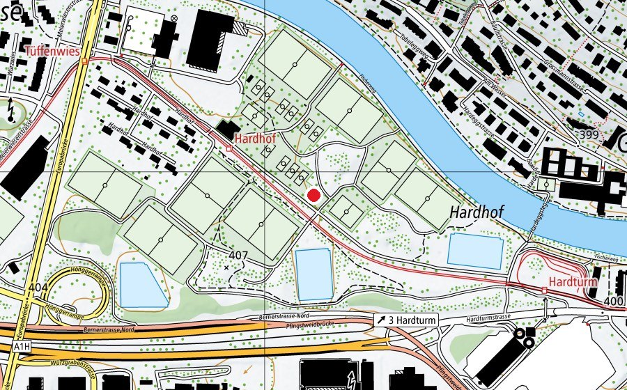 Karte mit dem Standort von T11 (Sportplatz)
