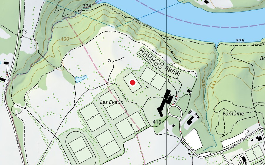 Carte indiquant l’emplacement de T4 (Terrain de sport)